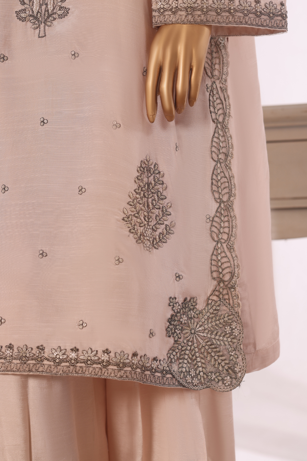 Leaves 3Pc Embroidered Dress