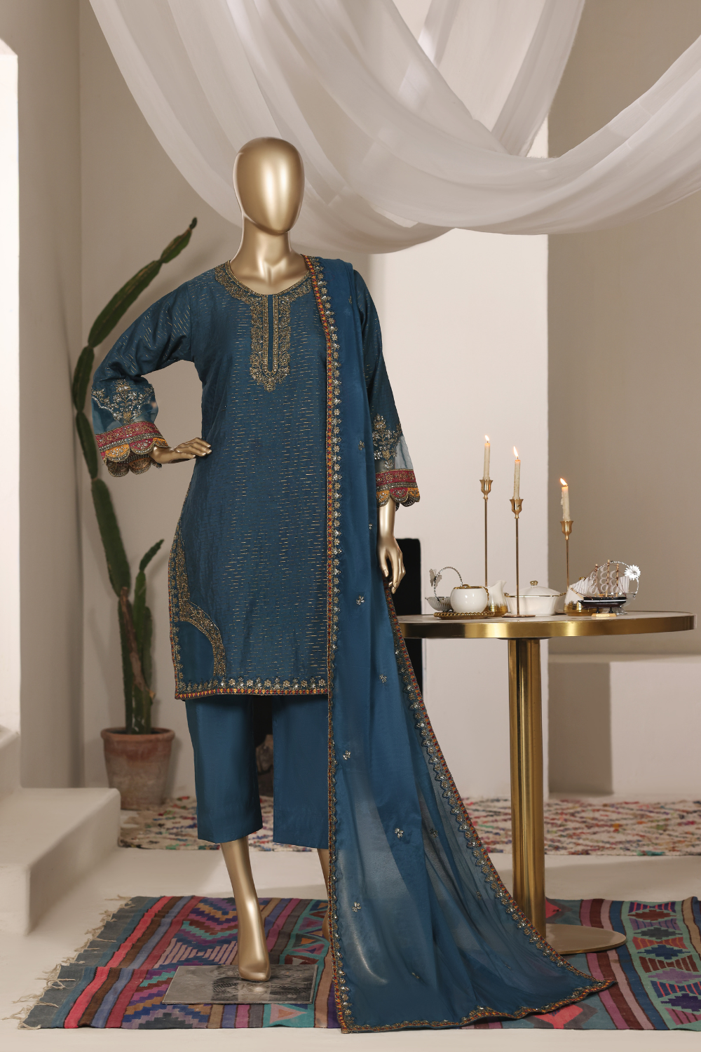 Rain 3Pc Embroidered Dress
