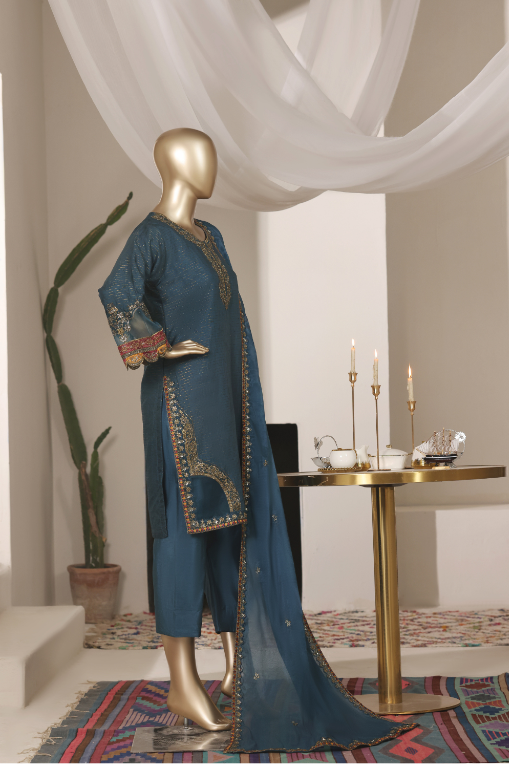 Rain 3Pc Embroidered Dress