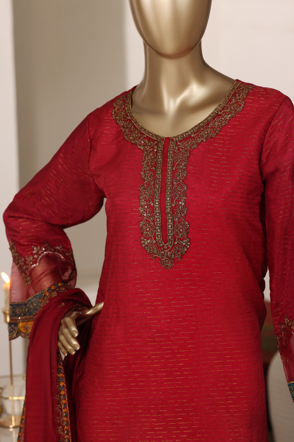 Rain 3Pc Embroidered Dress