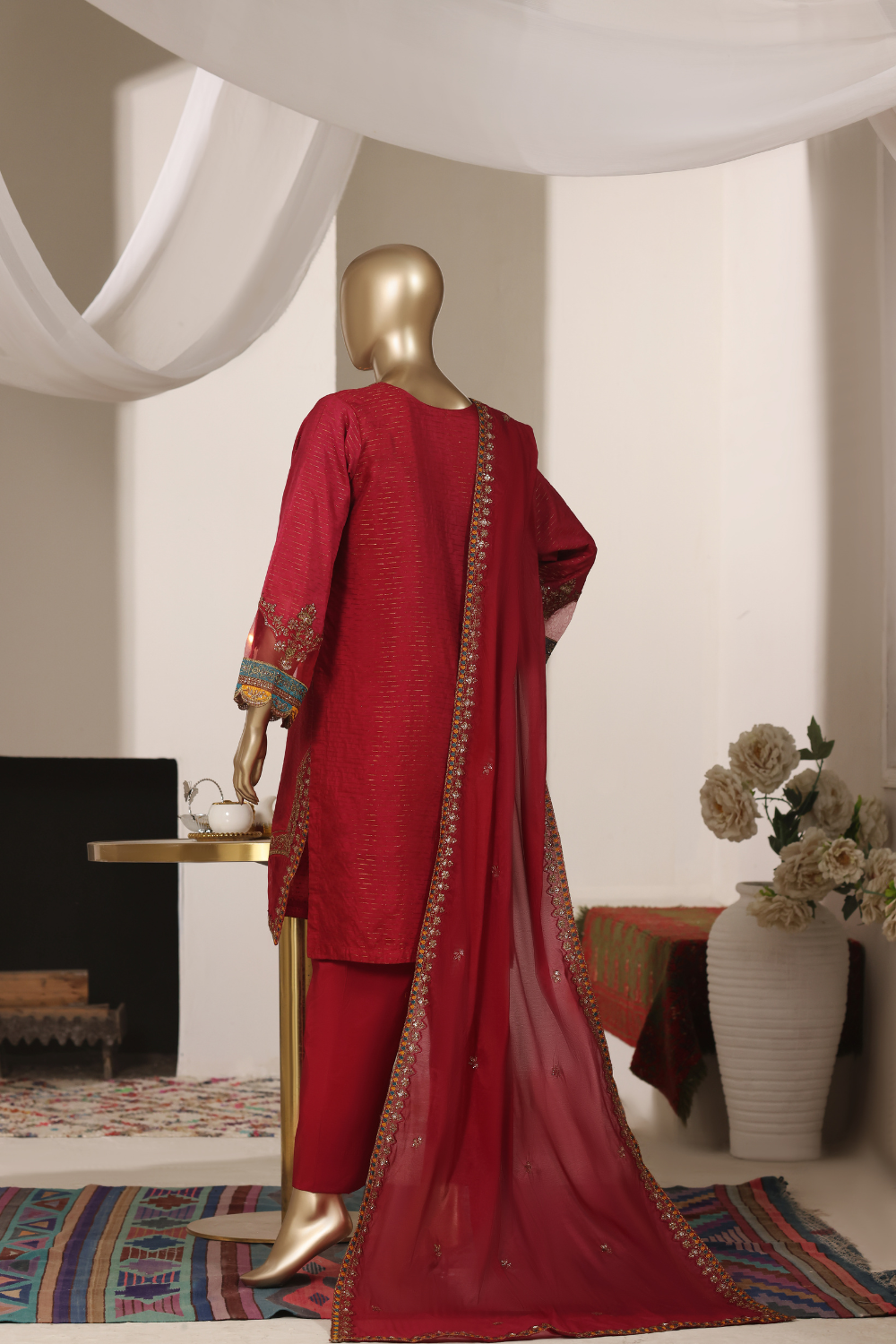 Rain 3Pc Embroidered Dress