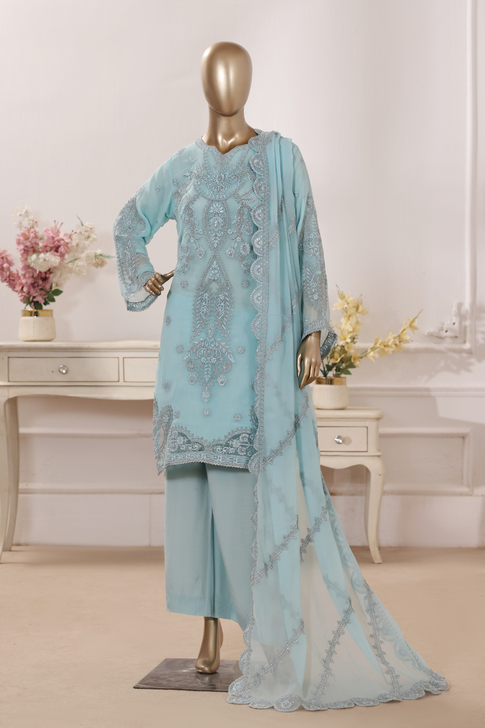 Glorious 3Pc Embroidered Dress