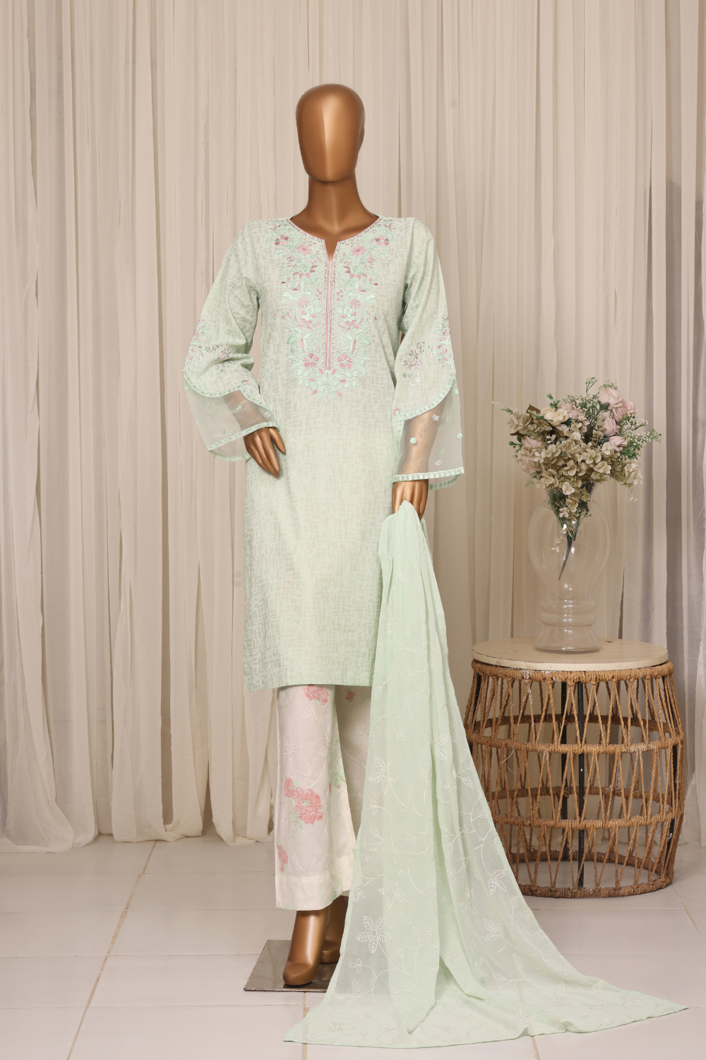 Brush Gulaab 3Pc Embroidered Dress