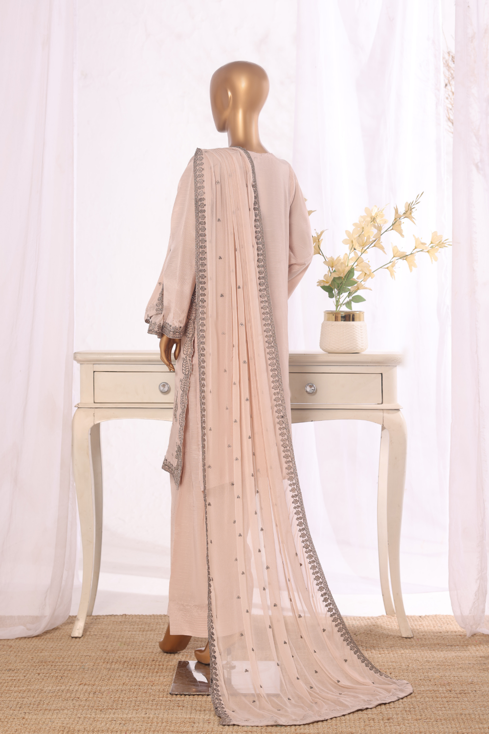 Leaves 3Pc Embroidered Dress