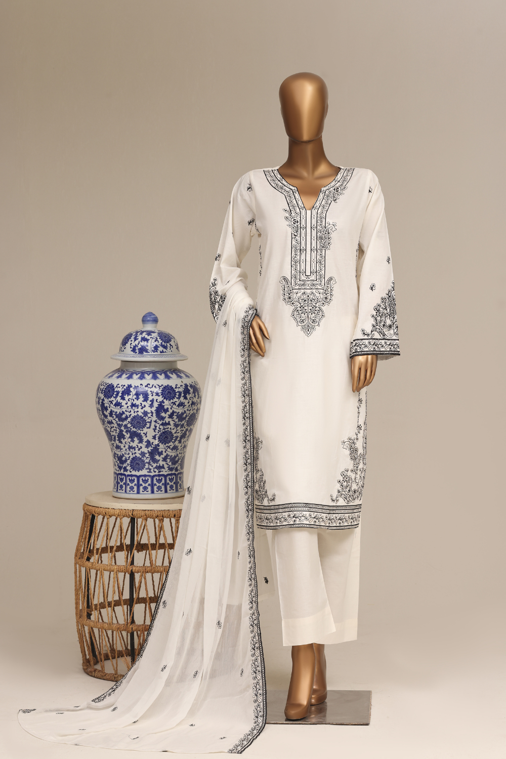 Sketch Cotton 3Pc Embroidered Dress