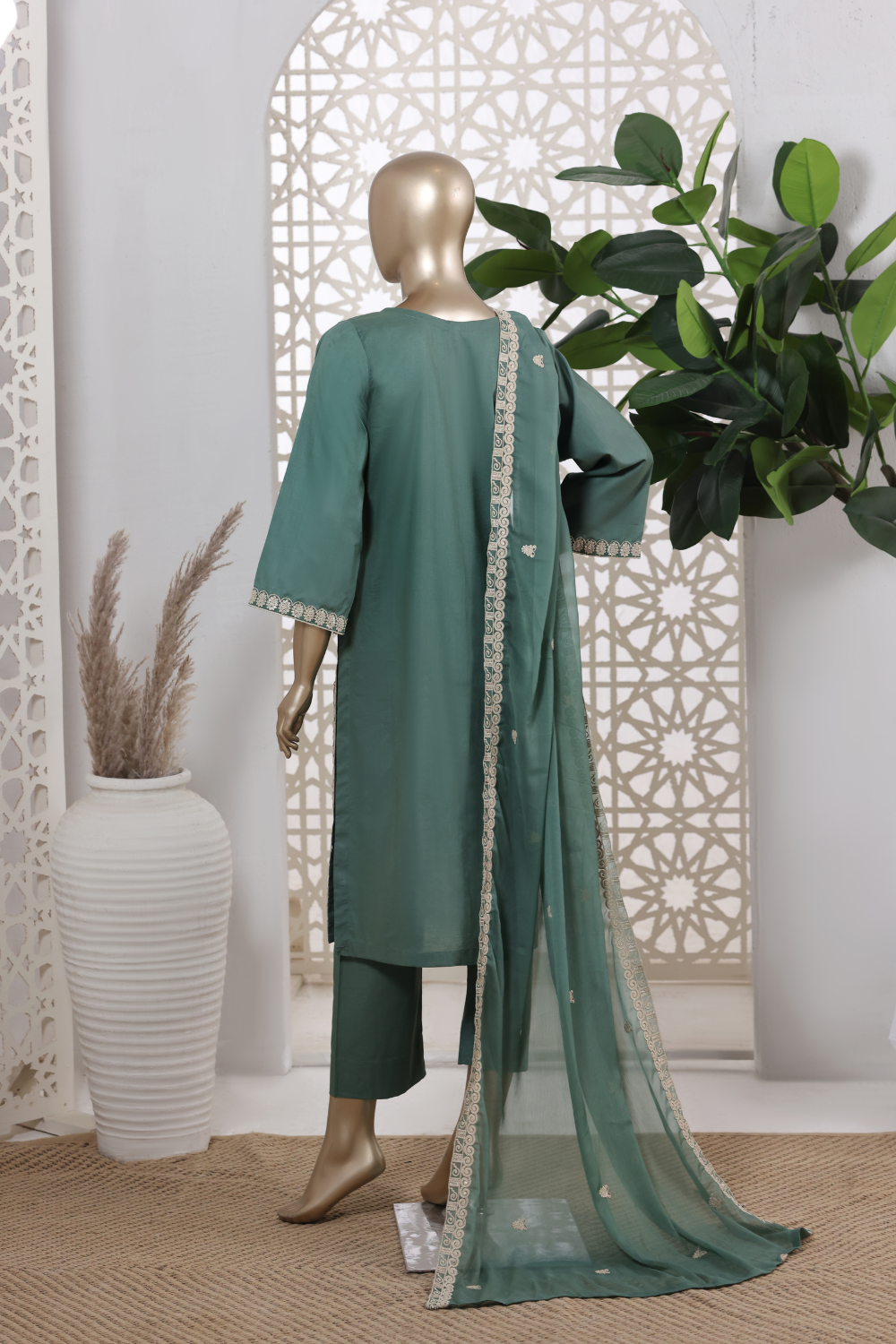Wheel Cotton 3Pc Embroidered Dress