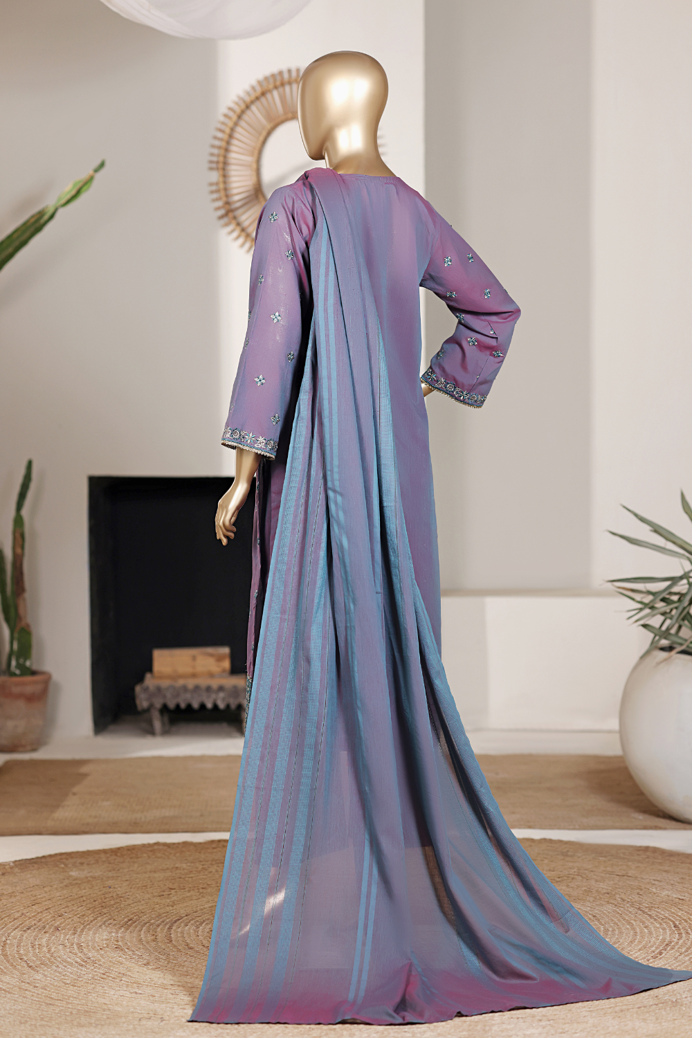 Peacock 3Pc Embroidered Dress