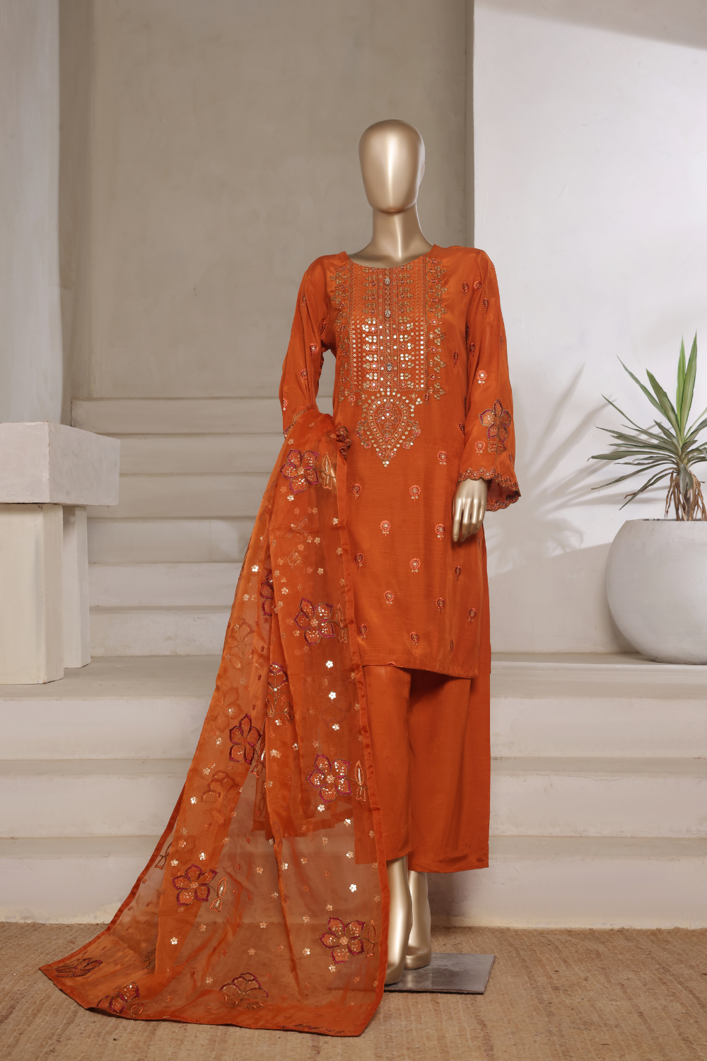 Curl 3Pc Embroidered Dress