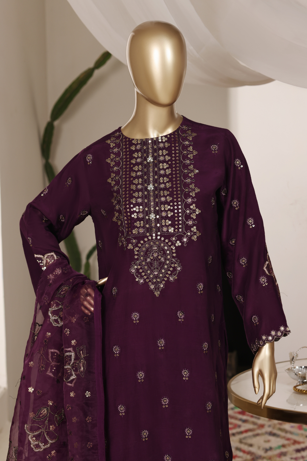 Curl 3Pc Embroidered Dress